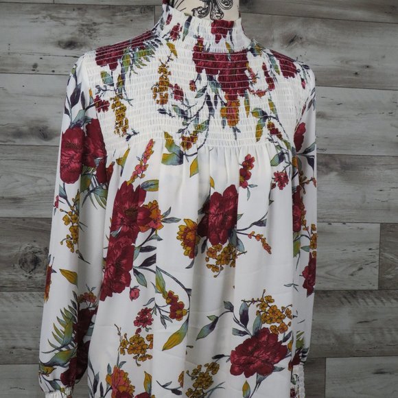 Cure* Women's Smock Top Turtle Neck Keyhole Back Long Sleeve Curved Hem~ Size XL - Picture 2 of 8